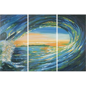image:imageSAFAVIEH Art Collection Blue Grotto Triptych Wall Art Gold