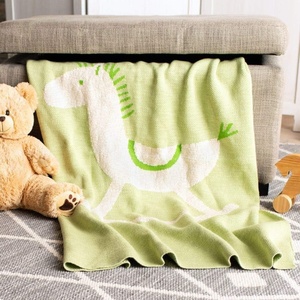image:imageSAFAVIEH Baby Collection Tater Trot Light Blue 32 x 40 Cotton Throw Blanket 34x41Green