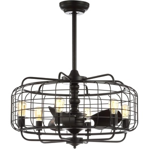 image:imageSAFAVIEH CLF1007A Lighting Larsin Black 30 6Speed Remote LED Bulbs Included Ceiling Fan 30 x 30 x 345