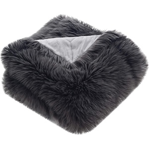 image:imageSAFAVIEH Faux Grey Shadow Fox Throw Collection StandardDark Grey