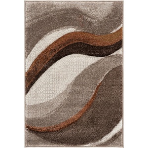 image:imageSAFAVIEH Hollywood Collection Area Rug  53 x 76 Grey amp Blue MidCentury Modern Design NonShedding amp Easy Care Ideal for High Traffic Areas in Living Room Bedroom HLW766FBeigeBrown