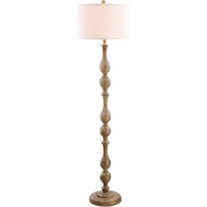 image:imageSAFAVIEH Home Collection  Glendora Farmhouse Brown Wood Finish 64Inch Floor Lamp Transitional Curved Design LED Bulb Included FLL4031A