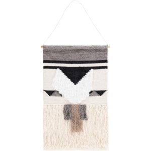 image:imageSAFAVIEH Home Collection Sedona 145 IvoryBlack Boho Tribal Woven Wool amp Bamboo Tassel Fringe Tapestry Hanging Wall ArtIvoryBlack