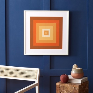 image:imageSAFAVIEH Home Collection That 70s Glow Golden BrownOrange 24inch Square Modern Geometric Framed Wall Art for Bedroom Living Room Foyer Dining Area Entryway