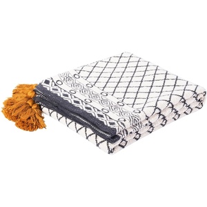 image:imageSAFAVIEH Home Collection Ven MustardBlackBeige 50 x 60inch Boho Tassel Decorative Cotton Throw Blanket for Sofa Chaise Lounge Club Chair Living Room Bedroom