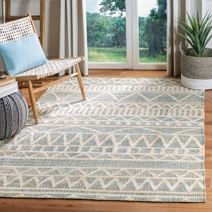 image:imageSAFAVIEH Kilim Collection Area Rug  5 x 8 Blue amp Beige Handmade Moroccan Boho Jute amp Cotton Ideal for High Traffic Areas in Living Room Bedroom KLM752HBlueBeige