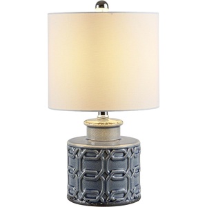 image:imageSAFAVIEH Lighting  Bijou 18Inch Ceramic Table Lamp  Blue  Glam Compact Design  Ideal for Living Room Bedroom Entryway Home Office  LED Bulb Included TBL4267A