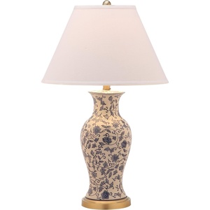 image:imageSAFAVIEH Lighting Collection  Beijing Floral Set of 2 Blue amp White Ceramic Table Lamps with Antique Gold Accents 29Inch Chinoiserie Lamps LED Bulbs Included LIT4172ASET2