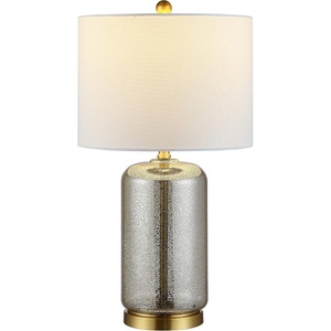 image:imageSAFAVIEH Lighting Collection  Novah Modern Blue Glass 26Inch Table Lamp LED Bulb Included Bedroom Living Room Home Office Nightstand Desk TBL4283BSilver
