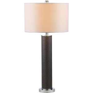 image:imageSAFAVIEH Lighting Collection  Set of 2 Ollie Modern Contemporary Cream Faux Woven Leather 32Inch Table Lamps LED Bulbs Included Bedroom Living Room Home Office LIT4404LSET2Grey Faux Snakeskin  Set of 2