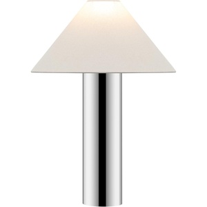 image:imageSAFAVIEH Lighting Collection Cheri 21inch Inch ChromeWhite Metal Table Lamp LED Bulb Included
