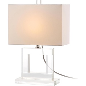 image:imageSAFAVIEH Lighting Collection Town Square Modern Square Crystal 21inch Bedroom Living Room Home Office Desk Nightstand Table Lamp LED Bulb IncludedClearWhite
