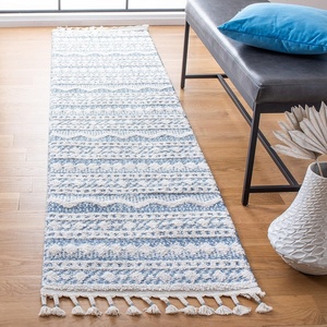 image:imageSAFAVIEH Moroccan Tassel Shag Collection Area Rug  55 x 77 Ivory amp Black 075inch Thick Ideal for High Traffic Areas in Living Room Bedroom MTS484AIvoryLight Blue