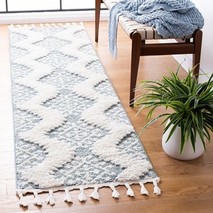 image:imageSAFAVIEH Moroccan Tassel Shag Collection Area Rug  9 x 12 Ivory amp Brown Boho Design NonShedding amp Easy Care 2inch Thick Ideal for High Traffic Areas in Living Room Bedroom MTS652ATealIvory
