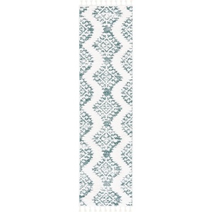 image:imageSAFAVIEH Moroccan Tassel Shag Collection Area Rug  9 x 12 Ivory amp Brown Boho Design NonShedding amp Easy Care 2inch Thick Ideal for High Traffic Areas in Living Room Bedroom MTS652AGreenIvory