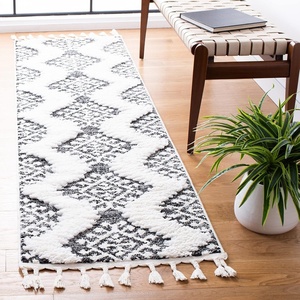 image:imageSAFAVIEH Moroccan Tassel Shag Collection Area Rug  9 x 12 Ivory amp Brown Boho Design NonShedding amp Easy Care 2inch Thick Ideal for High Traffic Areas in Living Room Bedroom MTS652ADark GreyIvory