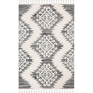 image:imageSAFAVIEH Moroccan Tassel Shag Collection Area Rug  9 x 12 Ivory amp Brown Boho Design NonShedding amp Easy Care 2inch Thick Ideal for High Traffic Areas in Living Room Bedroom MTS652AIvoryGrey