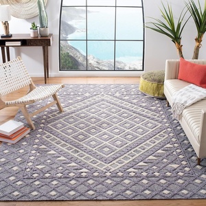 image:imageSAFAVIEH Natura Collection Area Rug  9 x 12 Cream amp Purple Handmade Diamond Wool Ideal for High Traffic Areas in Living Room Bedroom NAT628UCreamPurple