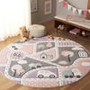 image:imageSAFAVIEH Area Rug 8x10  Carousel Kids Collection  Large  Brown amp Beige NonShedding amp Easy Cleaning Ideal for Boys amp Girls in Playroom Nursery Bedroom CRK193TGreyPink