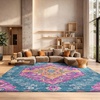 image:imageSAFAVIEH Area Rug 8x10  Madison Collection  Large  Blue amp Fuchsia Boho Chic Medallion Design NonShedding amp Easy Cleaning Ideal for Living Room Bedroom Office Dining Space MAD119CBlueFuchsia