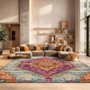 image:imageSAFAVIEH Area Rug 8x10  Madison Collection  Large  Blue amp Fuchsia Boho Chic Medallion Design NonShedding amp Easy Cleaning Ideal for Living Room Bedroom Office Dining Space MAD119CLight GreyFuchsia