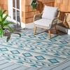 image:imageSAFAVIEH Courtyard Collection 8 x 11 Navy  Aqua CY8529 Indoor Outdoor Waterproof Easy Cleaning Patio Backyard Mudroom Area RugGreyTeal