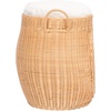 image:imageSAFAVIEH Home Collection Faati Honey Brown Rattan Pet Cat Bed with White Cushion Ideal for Living Room Bedroom Entryway Fully Assembled