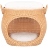 image:imageSAFAVIEH Home Collection Faati Honey Brown Rattan Pet Cat Bed with White Cushion Ideal for Living Room Bedroom Entryway Fully Assembled