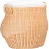 image:imageSAFAVIEH Home Collection Faati Honey Brown Rattan Pet Cat Bed with White Cushion Ideal for Living Room Bedroom Entryway Fully Assembled