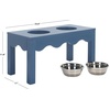 image:imageSAFAVIEH Home Collection Lilith Matte Black Elevated Raised Pet Feeder Dog Bowl StandBlue