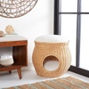 image:imageSAFAVIEH Home Collection Suli Honey RattanWhite Cushion Dome Cat Bed