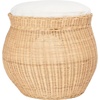 image:imageSAFAVIEH Home Collection Suli Honey RattanWhite Cushion Dome Cat Bed