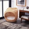 image:imageSAFAVIEH Home Collection Toru Honey RattanWhite Cushion Dome Cat Bed