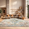 image:imageSAFAVIEH Madison Collection Area Rug  9 x 12 Green amp Turquoise Boho Medallion Distressed Design NonShedding amp Easy Care Ideal for High Traffic Areas in Living Room Bedroom MAD474YCreamBlue