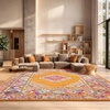 image:imageSAFAVIEH Madison Collection Area Rug  9 x 12 Orange amp Fuchsia Boho Chic Medallion Design NonShedding amp Easy Care Ideal for High Traffic Areas in Living Room Bedroom MAD133DOrangeFuchsia