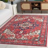 image:imageSAFAVIEH Washable Rug Orlando Collection  5 x 76 Red amp Beige NonShedding amp Easy to Clean Ideal for Living Room Bedroom Dining Space ORL758QRedBeige