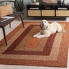 image:imageSAFAVIEH Washable Rug Outdoor Braided Collection  5 Round Aqua amp Pink Handmade amp Reversible NonShedding amp Easy to Clean Ideal for Patio Backyard Mudroom BRD318JRustRed