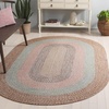 image:imageSAFAVIEH Washable Rug Outdoor Braided Collection  5 Round Aqua amp Pink Handmade amp Reversible NonShedding amp Easy to Clean Ideal for Patio Backyard Mudroom BRD318JBrownGrey Pink