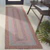 image:imageSAFAVIEH Washable Rug Outdoor Braided Collection  5 Round Aqua amp Pink Handmade amp Reversible NonShedding amp Easy to Clean Ideal for Patio Backyard Mudroom BRD318JBrownGrey Pink