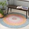 image:imageSAFAVIEH Washable Rug Outdoor Braided Collection  5 Round Aqua amp Pink Handmade amp Reversible NonShedding amp Easy to Clean Ideal for Patio Backyard Mudroom BRD318JAquaPink