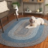 image:imageSAFAVIEH Washable Rug Outdoor Braided Collection  5 Round Aqua amp Pink Handmade amp Reversible NonShedding amp Easy to Clean Ideal for Patio Backyard Mudroom BRD318JNavyBlue