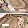 image:imageSAFAVIEH Washable Rug Outdoor Braided Collection  5 Round Aqua amp Pink Handmade amp Reversible NonShedding amp Easy to Clean Ideal for Patio Backyard Mudroom BRD318JBeigeBrown