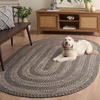 image:imageSAFAVIEH Washable Rug Outdoor Braided Collection  5 x 8 Oval Charcoal Handmade amp Reversible NonShedding amp Easy to Clean Ideal for Patio Backyard Mudroom BRA265HNavyGold