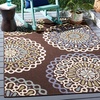 image:imageSAFAVIEH Washable Rug Outdoor Veranda Collection  8 x 10 Cream amp Blue NonShedding amp Easy to Clean Ideal for Patio Backyard Mudroom VER0920615ChocolateBlue