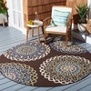 image:imageSAFAVIEH Washable Rug Outdoor Veranda Collection  8 x 10 Cream amp Blue NonShedding amp Easy to Clean Ideal for Patio Backyard Mudroom VER0920615ChocolateBlue