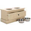 image:imageSAFAVIEH Home Collection Boomer Natural Brown Elevated Pet Feeder Dog Bowl Stand with Drawer Fully AssembledNatural