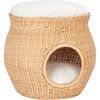image:imageSAFAVIEH Home Collection Suli Honey RattanWhite Cushion Dome Cat Bed