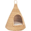 image:imageSAFAVIEH Home Collection Tifa Honey Brown Rattan Hanging Pet Cat Bed with White Cushion Ideal for Living Room Bedroom Entryway Fully Assembled