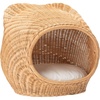 image:imageSAFAVIEH Home Collection Toru Honey RattanWhite Cushion Dome Cat Bed