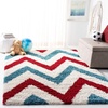 image:imageSAFAVIEH Kids Shag Collection Area Rug  67 Square Ivory amp Red Chevron Design NonShedding amp Easy Care 2inch Thick Ideal for High Traffic Areas in Living Room Bedroom SGK564B